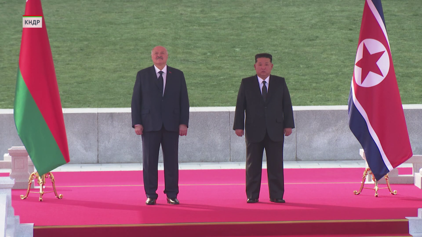 Церемония официальной встречи Александра Лукашенко и Ким Чен Ына состоялась в Пхеньяне